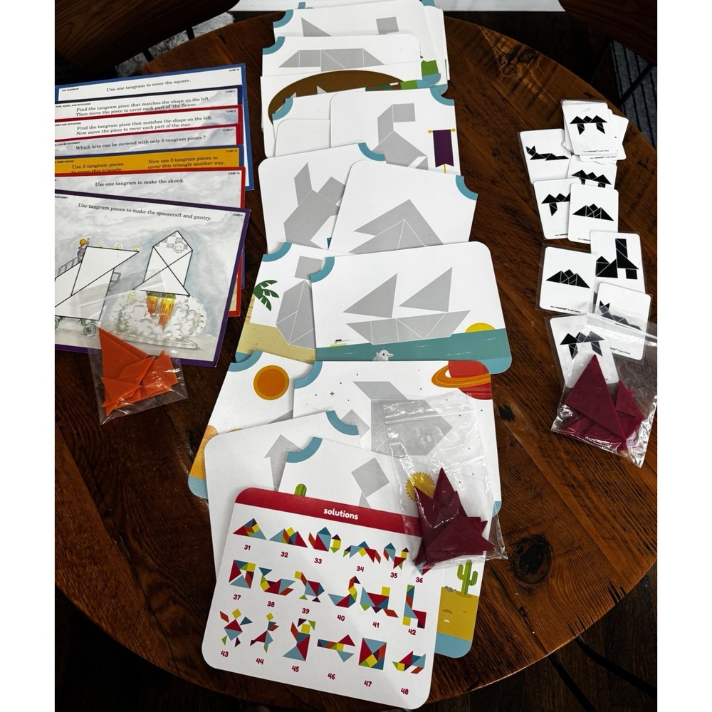 3 Sets Tangrams w/Beginner, Intermediate & Advanced Puzzle Mats, Visual Spatial